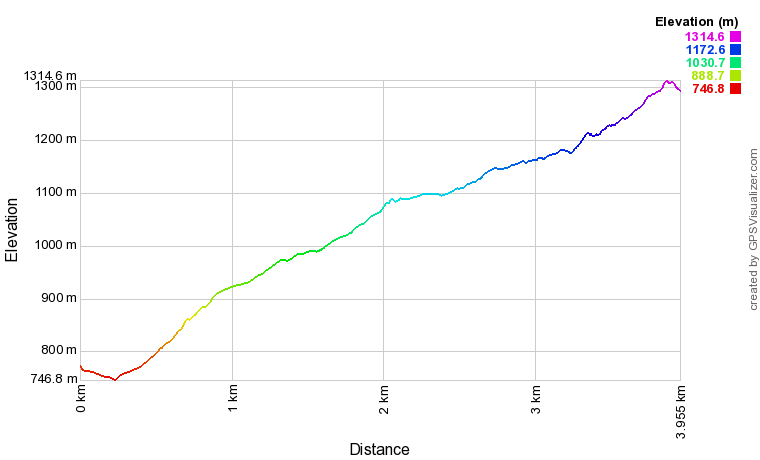 Profil altimétrique Cascade du Fouillet depuis Aulus-les-Bains Profil altimétrique Cascade du Fouillet depuis Aulus-les-Bains