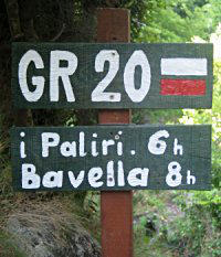 Panneau du GR® 20 en Corse