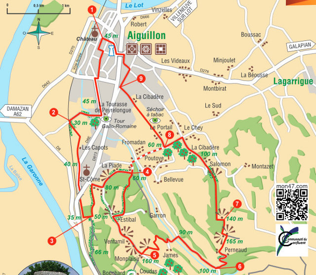 Lien topo Aiguillon, bastide française au confluent du Lot et de la Garonne Aiguillon, bastide française au confluent du Lot et de la Garonne