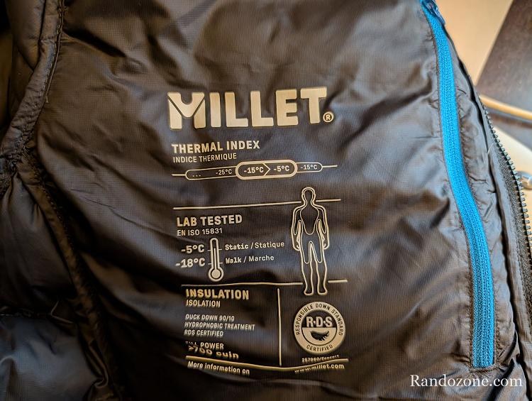 Spécifications de la doudoune Millet Evole Down 700 Spécifications de la doudoune Millet Evole Down 700
