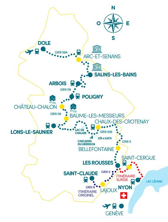 Carte simplifiée Echappée Jurassienne Carte simplifiée Echappée Jurassienne
