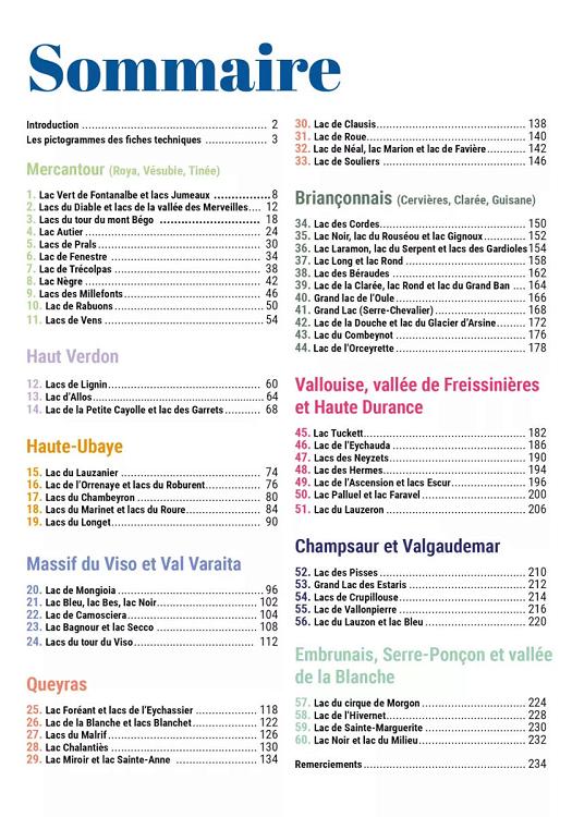 Sommaire topoguide Les plus beaux lacs des Alpes du Sud éditions du Chemin des Crêtes Sommaire topoguide Les plus beaux lacs des Alpes du Sud éditions du Chemin des Crêtes